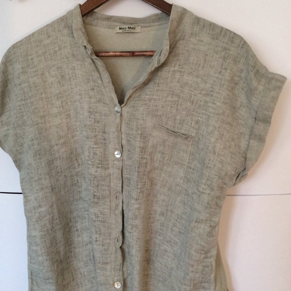 100% linen front back cotton Meo Meli Made in Italy buttondown shirt
